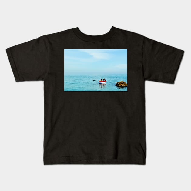 Boat on the Mediterranean Kids T-Shirt by machare